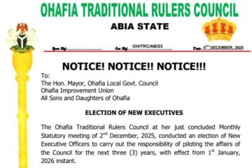 Ohafia Traditional Rulers Council Elects New Executive Officers To Man Her Affairs